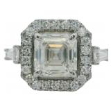 14kt Gold 5.63 ct Asscher Cut Lab Diamond Ring