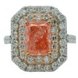 Radiant Cut 3.69 ct VS Vivid Pink Lab Diamond Ring