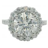Brilliant 3.14 ct Round VS Lab Diamond Halo Ring