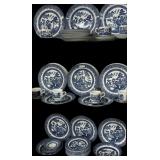 50 pc Blue Willow Dishes Churchill Staffordshire