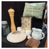 Blue Canning Jar, Pottery, Pepper Grinder,