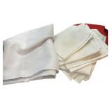 (24) Red & White Cloth Napkins  & Table Cloth