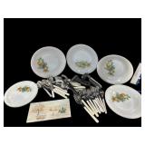 French Milk Glass Dishes & White Handle
