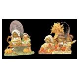 (2) Cherished Teddies Thanksgiving Figures