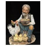 Norleans Grandfather Feeding Chickens