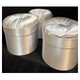 (3) Silver Ottoman Style Storage Boxes/Gift Box