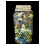 Blue Quart Jar Marbles