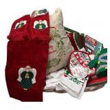 Nice Basket Full Christmas Pillows. Hand Towels
