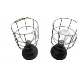Pair Industrial Style Battery Op Lights