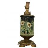 Vintage Daisy Lamp wï¿½ Brass Base