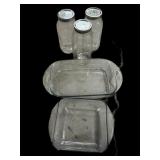 (3) 1/2 Gallon Jars & Anchor Hocking Baking Pans