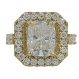 14kt Gold 4.23 ct Cushion Cut Lab Diamond Ring