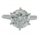 14kt Gold 2.96 ct Round Lab Diamond Solitaire Ring