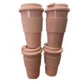 (4) 18 Oz Pink Coffee Tumbler