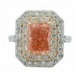 Brilliant 3.98 ct Radiant VS Pink Lab Diamond Ring