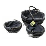 3 pc Cloth Lined May Rich Baskets
