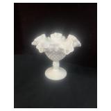 Fenton white milk glass hobnail pedestal compote