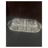 Irena Lead Crystal Rectangle Divided Handle Tray