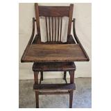 Solid Wood Mission Style Oak High Chair