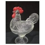 Glass Rooster Candy Dish