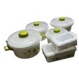 (12) pc Green Floral Microwave Cookware