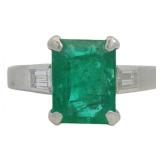 Platinum 2.61 ct Natural Emerald & VS Diamond Ring