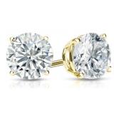 14kt Gold 4.06 ct Round Lab Diamond Stud Earrings