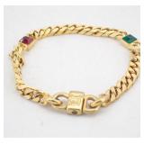 Celine Curb Chain Color Stone Bracelet