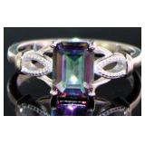 Emerald Cut 2.00 ct Mystic Topaz & Diamond Ring