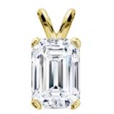 14kt Gold 2.02 ct Emerald Cut Lab Diamond Pendant