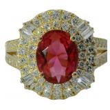 Oval 4.22 ct Roby & Diamond Designer Ring