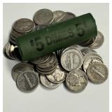 Mixed Date Roll of 50 Mercury Dimes