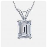 14k Gold 2.00 ct Emerald Cut Lab Diamond Pendant