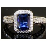 Brilliant Radiant Cut Sapphire & White Topaz Ring