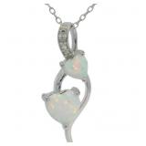 Beautiful Double Heart Opal Necklace