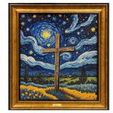 Starry Old Rugged Cross Framed Van Gogh Limited
