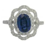 14k Gold 2.32 ct Oval Sapphire & Diamond Ring
