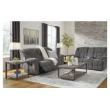 Foreside DBL Reclining Charcoal Sofa & Love Seat