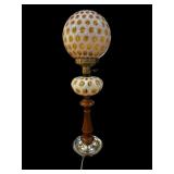 25 ' Fenton Coin Dot Amber & White Lamp