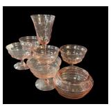 (7) pc Pink Glass