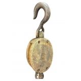 Wood & Cast Iron Single Block Pully