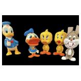 (4) Pull String Looney Tunes Toys & (1) Rubber