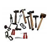(6) Hammers, (5) C Clamps, Brace & Bit & More