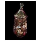 Vintage Hand Painted Viking Pink Jar w' lid