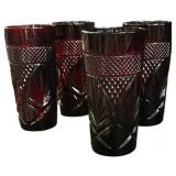 (4) Ruby Tea Glasses