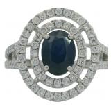 14k Gold 2.46 ct Natural Sapphire & Diamond Ring