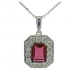 Emerald Cut 3.25 ct Ruby & Diamond Necklace