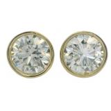 14k Gold 3.00 ct Round Bezel Set Diamond Earrings
