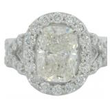 14kt Gold 4.04 ct Cushion Cut VS Lab Diamond Ring