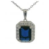 Emerald Cut 2.50 ct Sapphire & Diamond Necklace